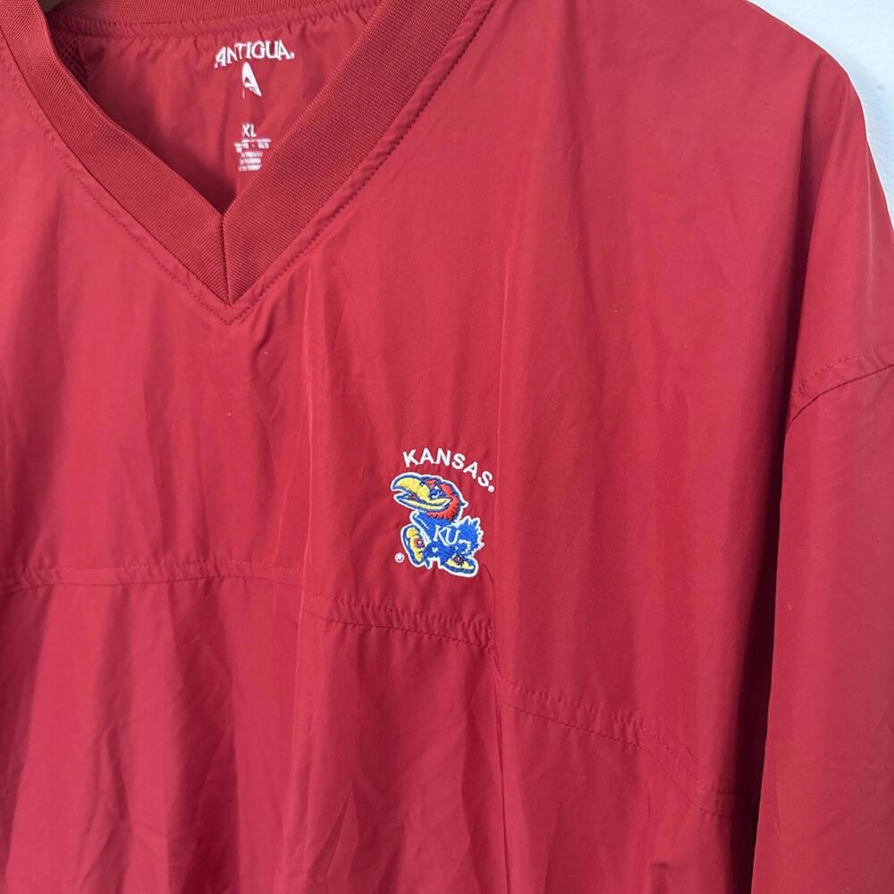 Kansas Jayhawks Mens XL Red V-Neck Pullover Jacket NCAA KU Vintage Streetwear